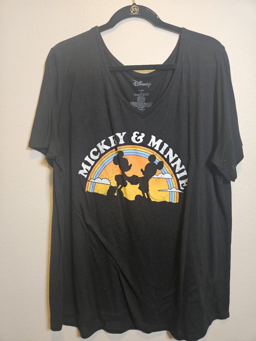 Disney Mickey & Minnie with Rainbow 3X T Shirt Cap Sleeve